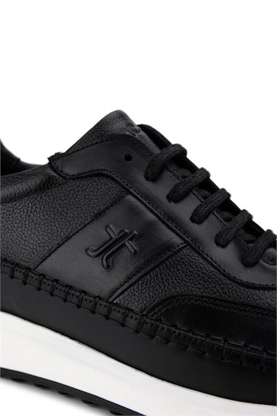 Tamer Tanca Erkek Hakiki Deri Siyah Sneakers & Spor Ayakkabı
