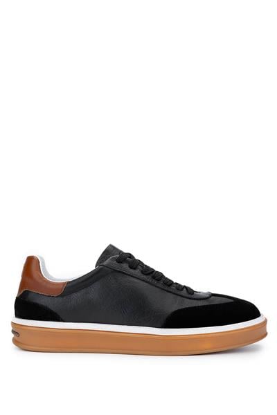Tamer Tanca Erkek Hakiki Deri Siyah Sneakers & Spor Ayakkabı