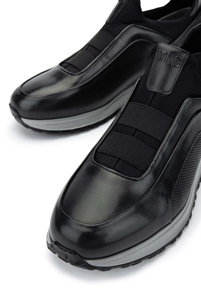 Tamer Tanca Erkek Hakiki Deri Siyah Sneakers & Spor Ayakkabı