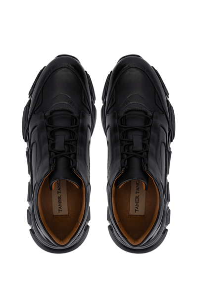 Tamer Tanca Erkek Hakiki Deri Siyah Sneakers & Spor Ayakkabı