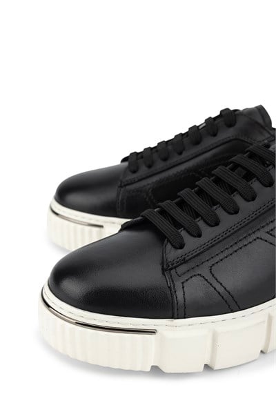 Tamer Tanca Erkek Hakiki Deri Siyah Sneakers & Spor Ayakkabı