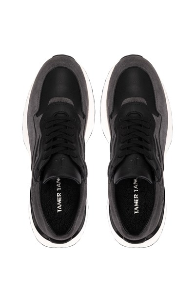 Tamer Tanca Erkek Hakiki Deri Siyah Sneakers & Spor Ayakkabı