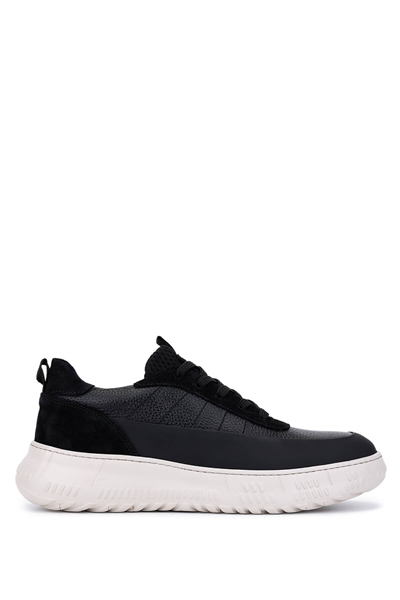 Tamer Tanca Erkek Hakiki Deri Siyah Sneakers & Spor Ayakkabı