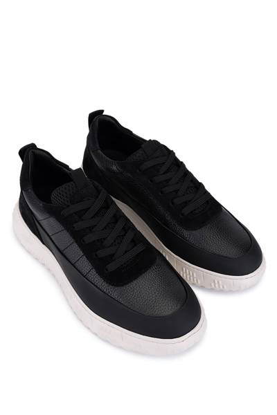 Tamer Tanca Erkek Hakiki Deri Siyah Sneakers & Spor Ayakkabı
