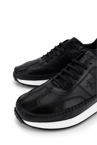 Tamer Tanca Erkek Hakiki Deri Siyah Sneakers & Spor Ayakkabı