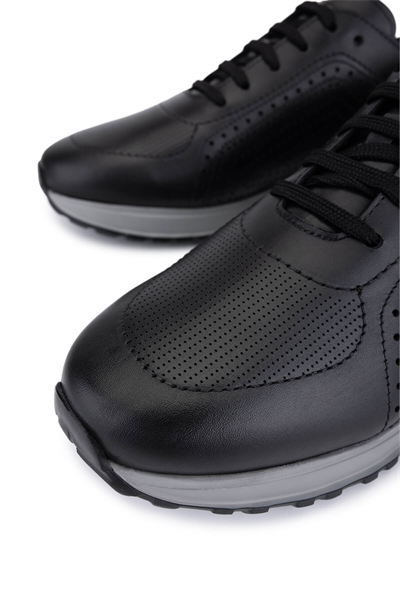Tamer Tanca Erkek Hakiki Deri Siyah Sneakers & Spor Ayakkabı