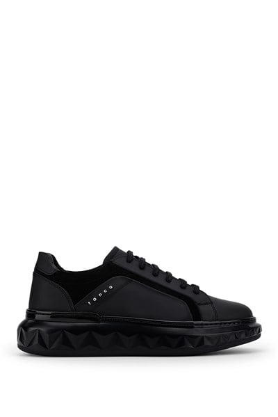 Tamer Tanca Erkek Hakiki Deri Siyah Sneakers & Spor Ayakkabı