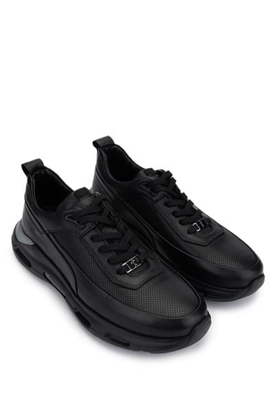 Tamer Tanca Erkek Hakiki Deri Siyah Sneakers & Spor Ayakkabı