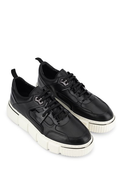 Tamer Tanca Erkek Hakiki Deri Siyah Sneakers & Spor Ayakkabı