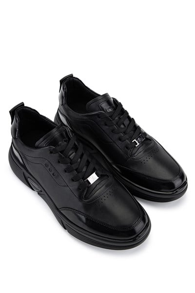 Tamer Tanca Erkek Hakiki Deri Siyah Sneakers & Spor Ayakkabı