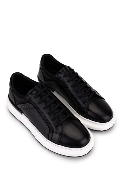 Tamer Tanca Erkek Hakiki Deri Siyah Sneakers & Spor Ayakkabı
