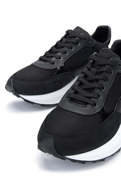 Tamer Tanca Erkek Hakiki Deri Siyah Sneakers & Spor Ayakkabı