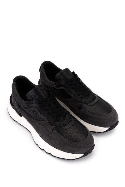 Tamer Tanca Erkek Hakiki Deri Siyah Sneakers & Spor Ayakkabı