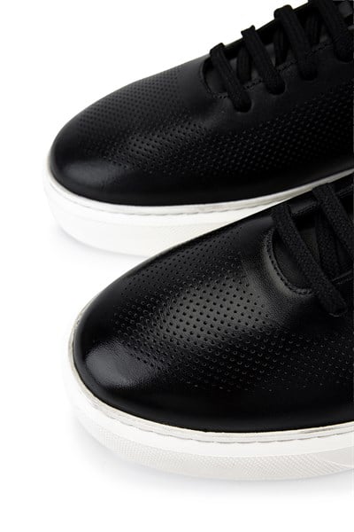 Tamer Tanca Erkek Hakiki Deri Siyah Sneakers & Spor Ayakkabı