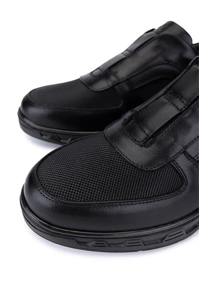 Tamer Tanca Erkek Hakiki Deri Siyah Sneakers