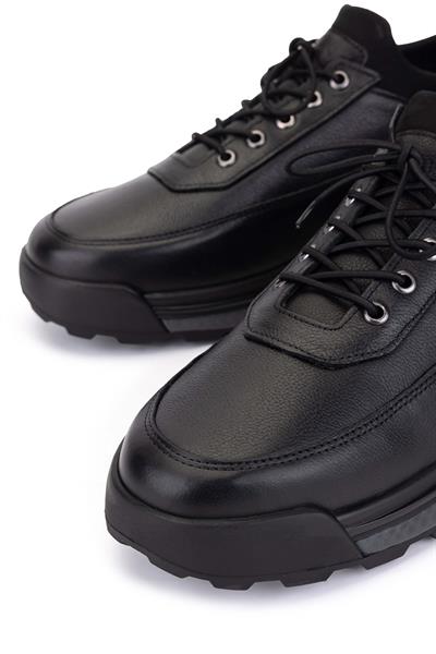 Tamer Tanca Erkek Hakiki Deri Siyah Sneakers & Spor Ayakkabı