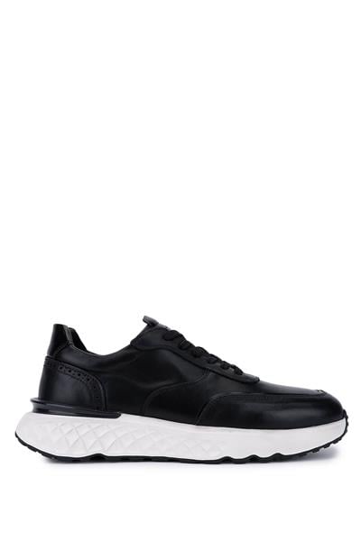 Tamer Tanca Erkek Hakiki Deri Siyah Sneakers & Spor Ayakkabı