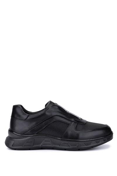Tamer Tanca Erkek Hakiki Deri Siyah Sneakers