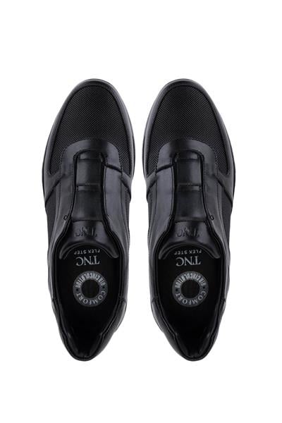 Tamer Tanca Erkek Hakiki Deri Siyah Sneakers