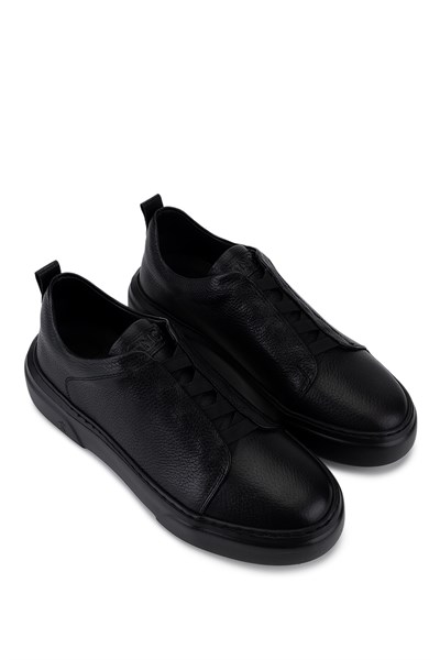 Tamer Tanca Erkek Hakiki Deri Siyah Sneakers & Spor Ayakkabı
