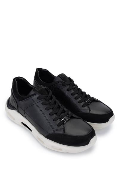 Tamer Tanca Erkek Hakiki Deri Siyah Sneakers & Spor Ayakkabı