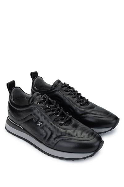 Tamer Tanca Erkek Hakiki Deri Siyah Sneakers & Spor Ayakkabı