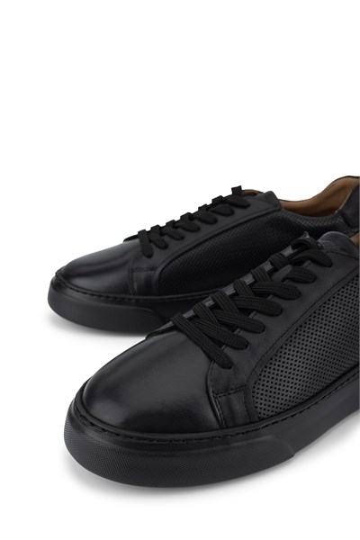 Tamer Tanca Erkek Hakiki Deri Siyah Sneakers & Spor Ayakkabı