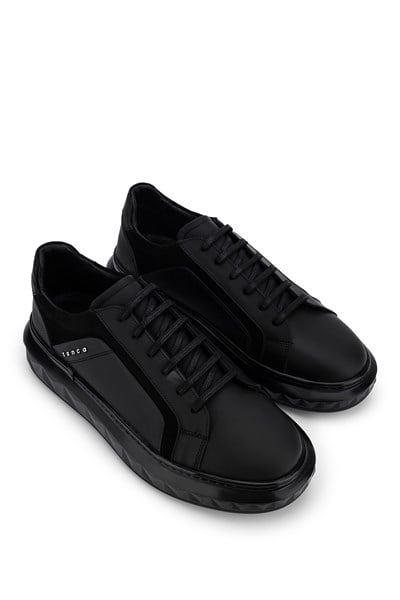 Tamer Tanca Erkek Hakiki Deri Siyah Sneakers & Spor Ayakkabı