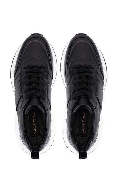 Tamer Tanca Erkek Hakiki Deri Siyah Sneakers & Spor Ayakkabı