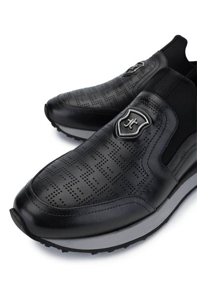 Tamer Tanca Erkek Hakiki Deri Siyah Sneakers & Spor Ayakkabı