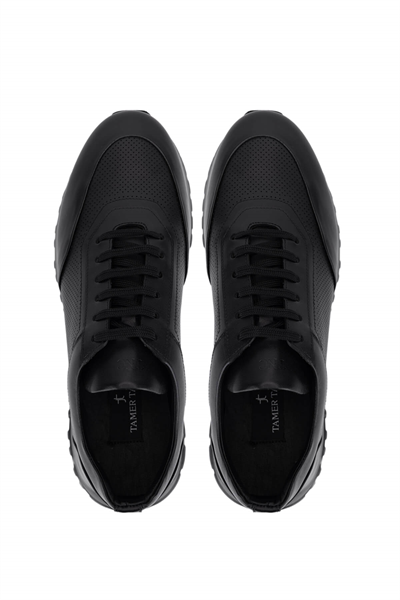 Tamer Tanca Erkek Hakiki Deri Siyah Sneakers & Spor Ayakkabı