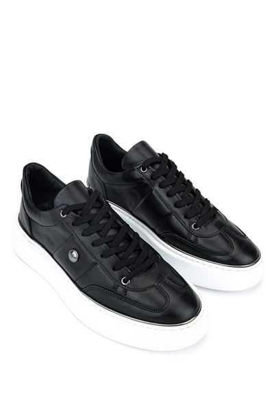 Tamer Tanca Erkek Hakiki Deri Siyah Sneakers & Spor Ayakkabı
