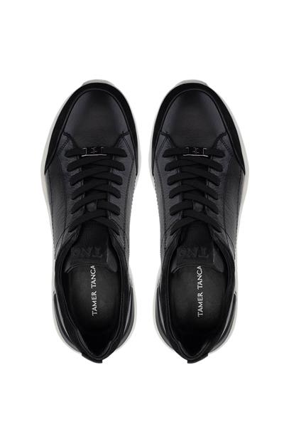 Tamer Tanca Erkek Hakiki Deri Siyah Sneakers & Spor Ayakkabı