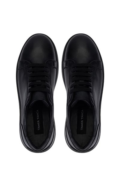 Tamer Tanca Erkek Hakiki Deri Siyah Sneakers & Spor Ayakkabı