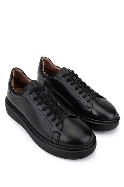 Tamer Tanca Erkek Hakiki Deri Siyah Sneakers & Spor Ayakkabı