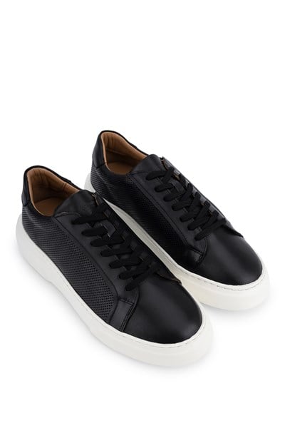 Tamer Tanca Erkek Hakiki Deri Siyah Sneakers & Spor Ayakkabı