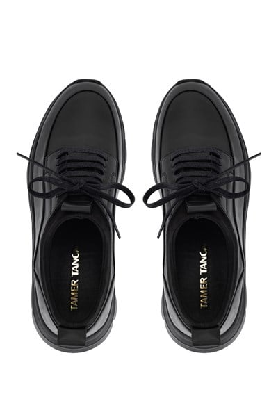Tamer Tanca Erkek Hakiki Deri Siyah Sneakers & Spor Ayakkabı