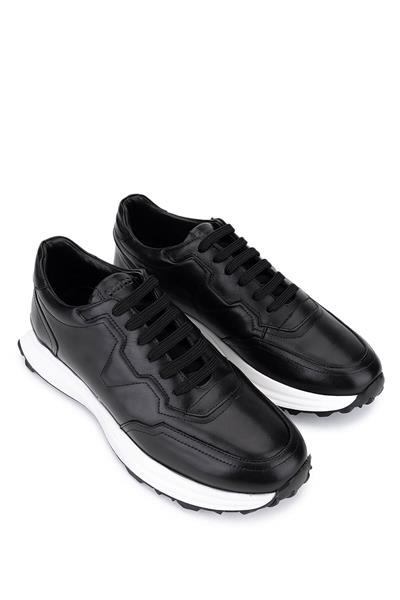 Tamer Tanca Erkek Hakiki Deri Siyah Sneakers & Spor Ayakkabı