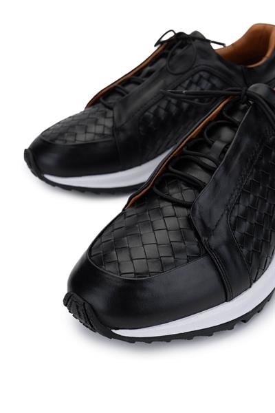 Tamer Tanca Erkek Hakiki Deri Siyah Sneakers & Spor Ayakkabı