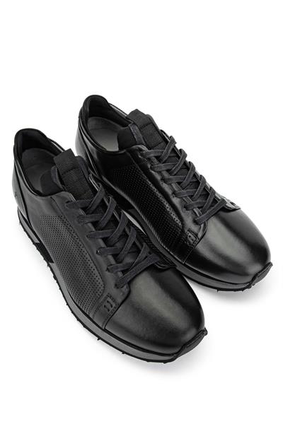Tamer Tanca Erkek Hakiki Deri Siyah Sneakers & Spor Ayakkabı