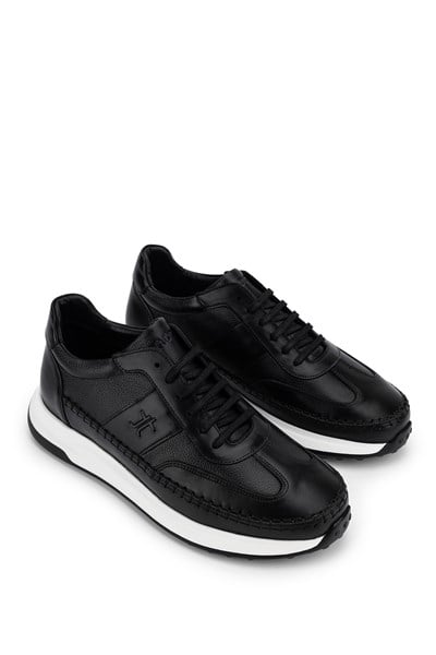 Tamer Tanca Erkek Hakiki Deri Siyah Sneakers & Spor Ayakkabı