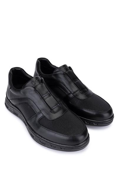 Tamer Tanca Erkek Hakiki Deri Siyah Sneakers