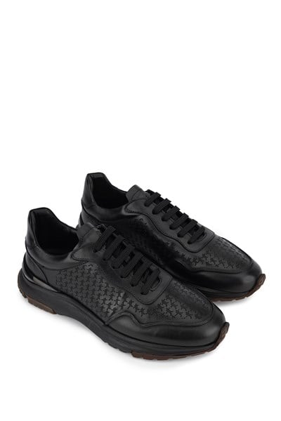 Tamer Tanca Erkek Hakiki Deri Siyah Sneakers & Spor Ayakkabı