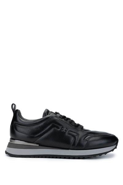 Tamer Tanca Erkek Hakiki Deri Siyah Sneakers & Spor Ayakkabı
