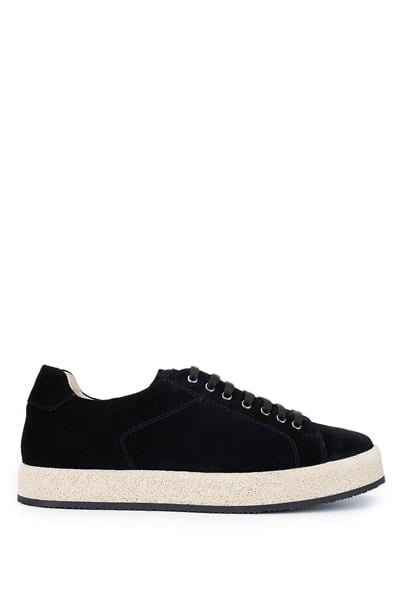 Tamer Tanca Erkek Hakiki Deri Siyah Süet Sneakers & Spor Ayakkabı