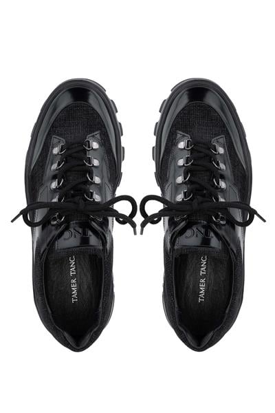 Tamer Tanca Erkek Hakiki Deri Siyah Süet Sneakers & Spor Ayakkabı