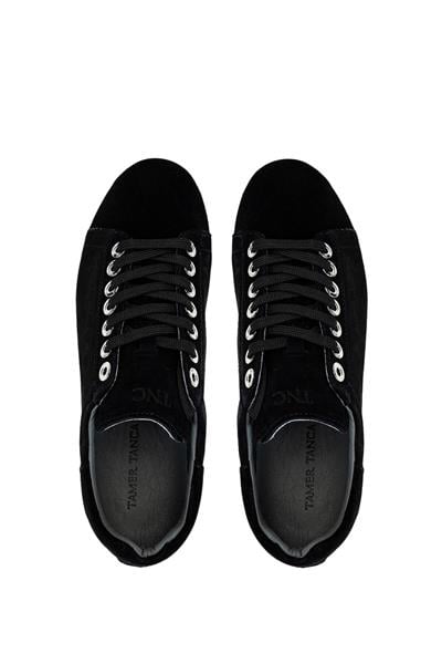 Tamer Tanca Erkek Hakiki Deri Siyah Süet Sneakers & Spor Ayakkabı