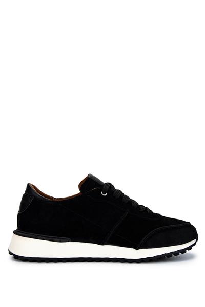 Tamer Tanca Erkek Hakiki Deri Siyah Süet Sneakers & Spor Ayakkabı