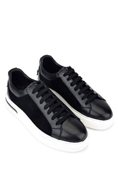 Tamer Tanca Erkek Hakiki Deri Siyah Süet Sneakers & Spor Ayakkabı