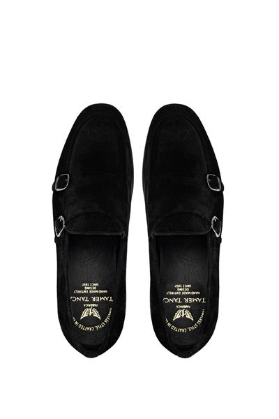 Tamer Tanca Erkek Hakiki Deri Siyah Süet Loafer Ayakkabı